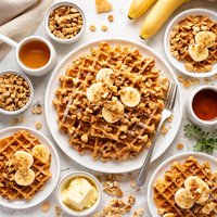 Butterscotch Banana Bread Waffles