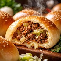 Cabbage Beef Stuffed Bread Buns Runza