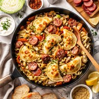Cabbage Kielbasa and Pierogies
