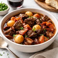 Cabernet Beef Stew with Bacon and Onions