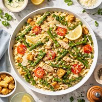 Caesar Orzo with Asparagus