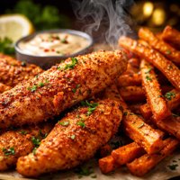 Cajun Chicken Fingers and Sweet Potato Fries