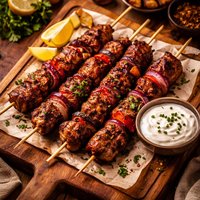 Cajun Lamb Skewers Sour Cream Dressing