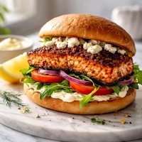 Cajun Salmon Sandwich with Goat Cheese and Lemon Mayonnaise