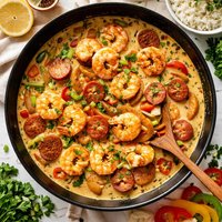 Cajun Shrimp and Andouille in Cream Sauce