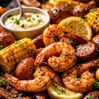 Cajun Shrimp and Sausage Boil with Garlic Mayo