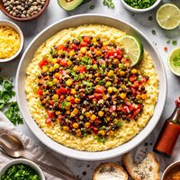 Cajun Style Grits with Black Eyed Peas Salsa