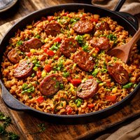 Cajun Style Sausage and Rice Skillet