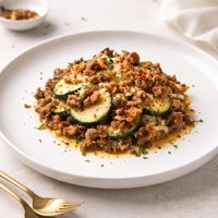 Cajun Style Zucchini Casserole with Minced Meat and Bacon
