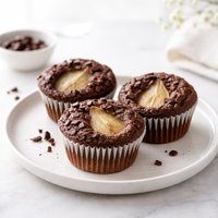 Cakey Chocolate Pear Muffins