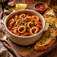 Calamari Stew with Garlic Toast
