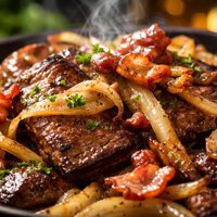 Calf Liver and Onions with Bacon