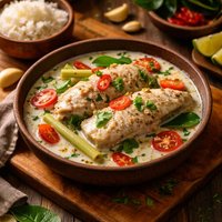 Cambodian Style Fish Poached in Coconut Milk
