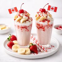 Canada Day Banana Split Milkshakes