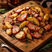 Canadian Bacon Apples and Potatoes