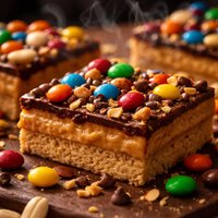 Candy Topped Creamy Peanut Butter Bars