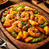 Cantonese Style Prawns with Mango