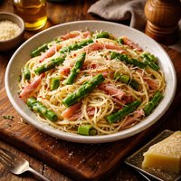 Capellini with Ham and Asparagus
