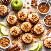 Caramel Apple Muffins with Quick Caramel Frosting