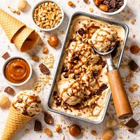 Caramel Peanut and Chocolate Ice Cream