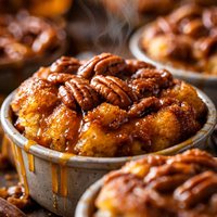 Caramel Pecan Pumpkin Bread Puddings