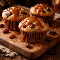 Caramel Topped Raisin Cupcake Muffins