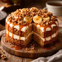 Caramel Walnut Banana Torte