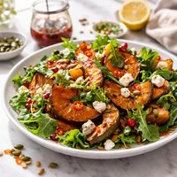 Caramelised Pumpkin Salad with Chilli Jam Juice Dressing