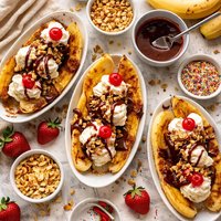 Caramelized Banana Splits with Hot Chocolate Sauce