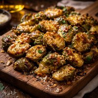 Caramelized Brussels Sprouts with Cheese Crust