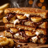 Caramelized Chocolate Banana and Marshmallow Sandwiches