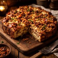 Caramelized Onion and Canadian Bacon Strata