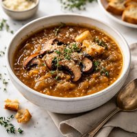 Caramelized Onion and Portobello Mushroom Soup
