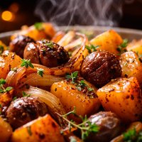 Caramelized Onion Butternut Roast with Chestnuts