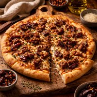 Caramelized Onion Date and Sausage Pizza
