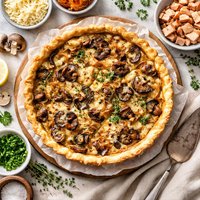 Caramelized Onion Smoked Turkey Mushroom and Gruyere Quiche Wi