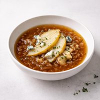 Caramelized Onion Soup with Pear and Stilton