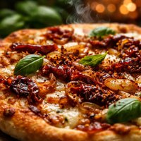 Caramelized Onion Sun Dried Tomato Pizza