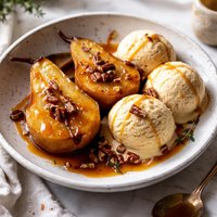 Caramelized Pears with Dulce De Leche Ice Cream