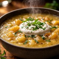 Caramelized Turnip and Apple Soup with Tarragon Sour Cream