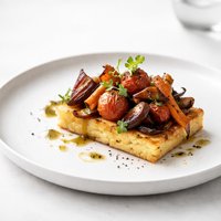 Caramelized Vegetable and Polenta Cake