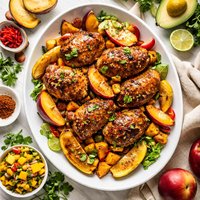 Caribbean Chicken with Nectarines Sweet Potatoes and Bananas