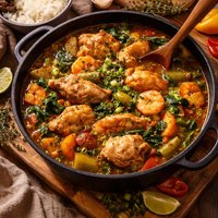 Caribbean Pepper Pot with Chicken Shrimp