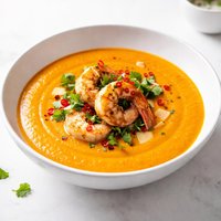 Caribbean Sweet Potato Soup with Ginger Shrimp