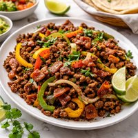 Carne Picada Con Tocino Fajitas with Bacon and Onion