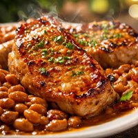 Carolina Golden Pork Chops and Baked Beans