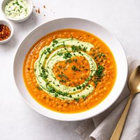 Carrot and Red Lentil Soup with Parsley Cream
