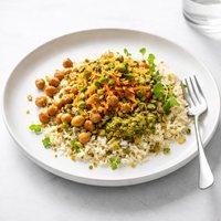 Carrot Pistachio Pesto with Bulgur and Chickpeas