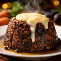 Carrot Plum Pudding with Hard Sauce