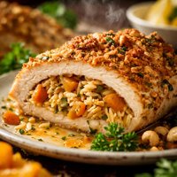 Cashew Crusted Chicken with Apricot Amp Amp Orzo Stuffing